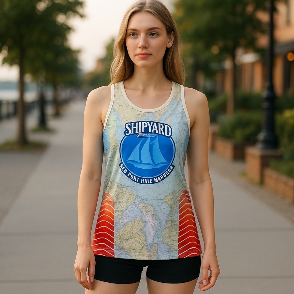 Shipyard Brewing map print marathon tank top s